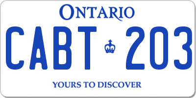 ON license plate CABT203