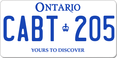 ON license plate CABT205