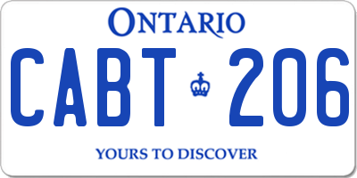 ON license plate CABT206