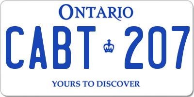 ON license plate CABT207