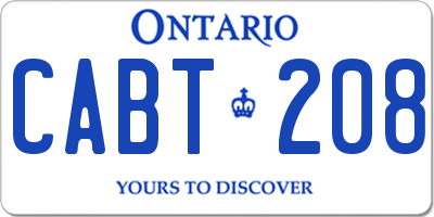 ON license plate CABT208