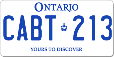 ON license plate CABT213