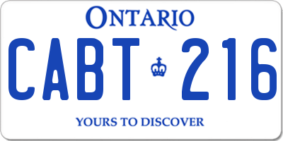 ON license plate CABT216