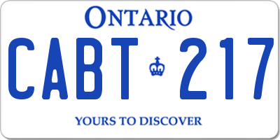 ON license plate CABT217