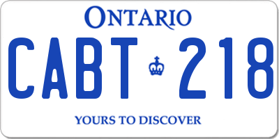 ON license plate CABT218