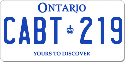 ON license plate CABT219