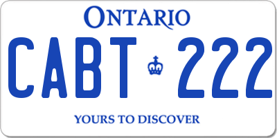 ON license plate CABT222