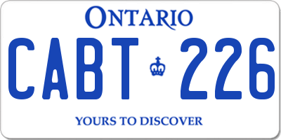 ON license plate CABT226