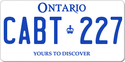 ON license plate CABT227