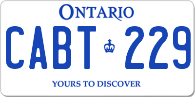 ON license plate CABT229