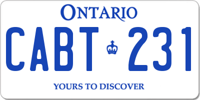 ON license plate CABT231