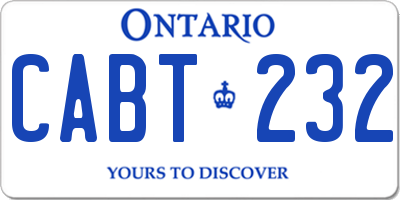 ON license plate CABT232