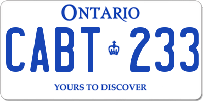 ON license plate CABT233