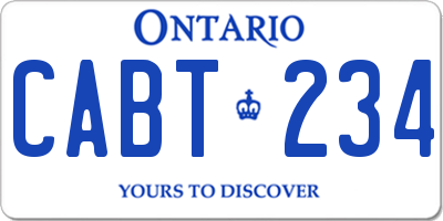 ON license plate CABT234