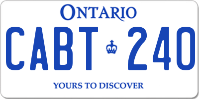 ON license plate CABT240