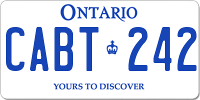 ON license plate CABT242