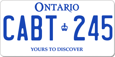 ON license plate CABT245