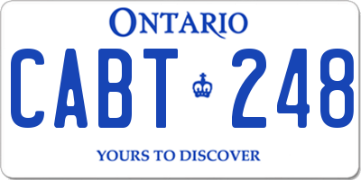 ON license plate CABT248