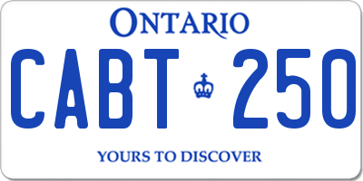 ON license plate CABT250