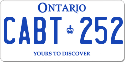 ON license plate CABT252