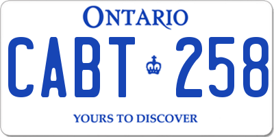 ON license plate CABT258