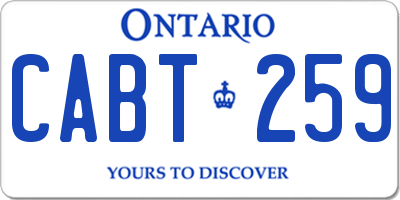 ON license plate CABT259