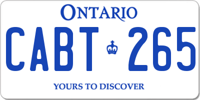 ON license plate CABT265