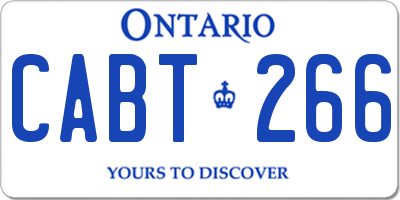 ON license plate CABT266