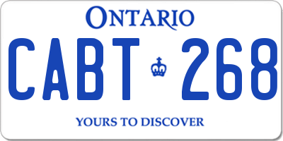 ON license plate CABT268