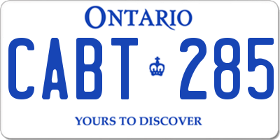 ON license plate CABT285