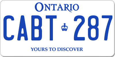 ON license plate CABT287