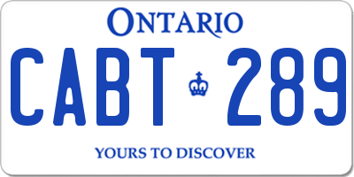 ON license plate CABT289