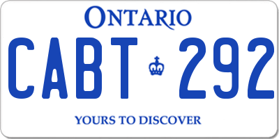 ON license plate CABT292