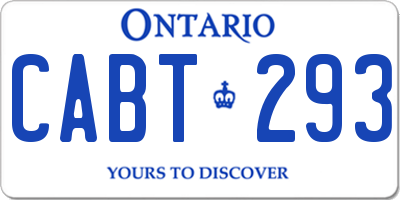 ON license plate CABT293