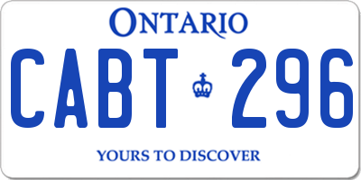 ON license plate CABT296