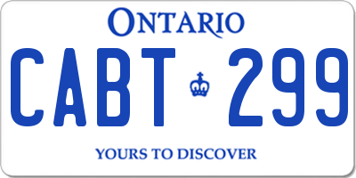 ON license plate CABT299