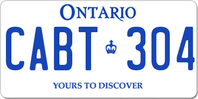 ON license plate CABT304