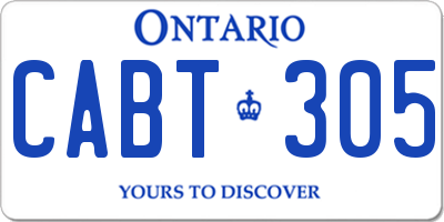 ON license plate CABT305