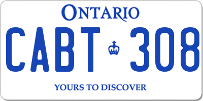 ON license plate CABT308