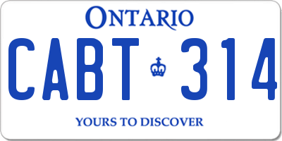 ON license plate CABT314