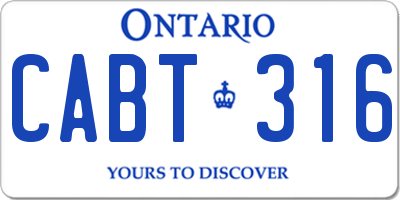 ON license plate CABT316