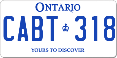 ON license plate CABT318