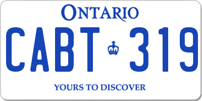 ON license plate CABT319