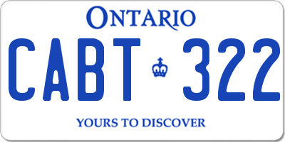 ON license plate CABT322