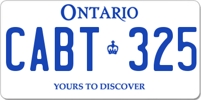 ON license plate CABT325