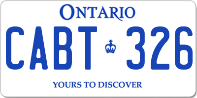 ON license plate CABT326