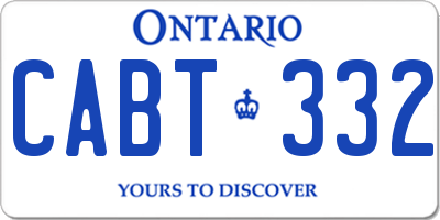 ON license plate CABT332