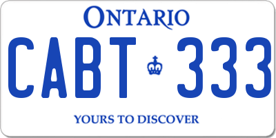 ON license plate CABT333