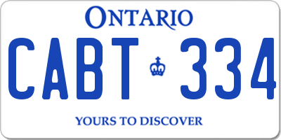 ON license plate CABT334