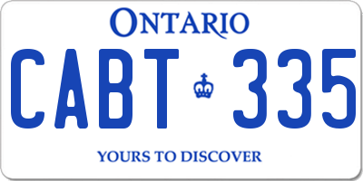 ON license plate CABT335